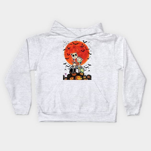 Funny Halloween nightmare before meow Kids Hoodie by Viper Unconvetional Concept